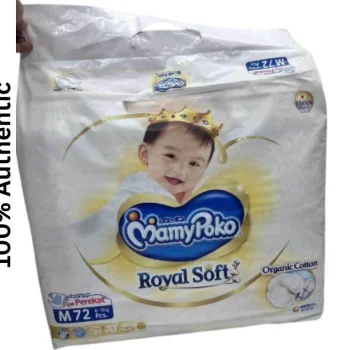 MamyPoko Diaper Royal Soft Organic Cotton (6 - 11)kg( M) Belt - 72pcs